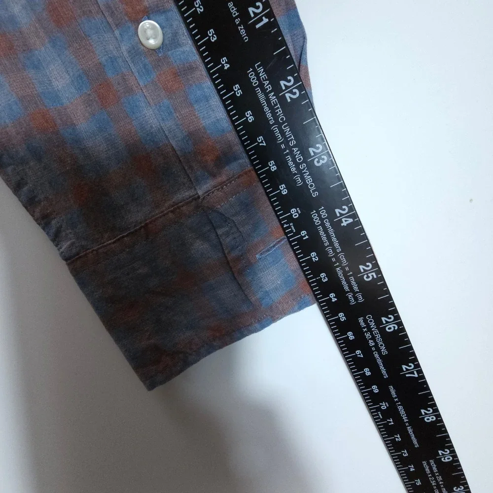 J. Crew Shirt Mens M Blue Brown Plaid Slim Fit Organic Cotton Stretch Streetwear
